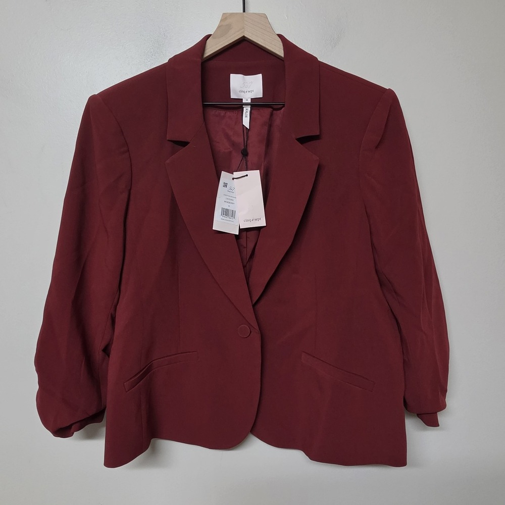 Cinq a Sept Le Petit Khloe Blazer 14 Wineberry Ruched Sleeve NWT ZJ5751319Z